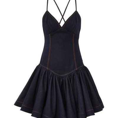 Zimmermann Crush Denim Mini Dress - Night Sky
