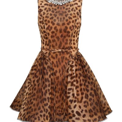 Zimmermann Crush Panelled Mini Dress - Leopard
