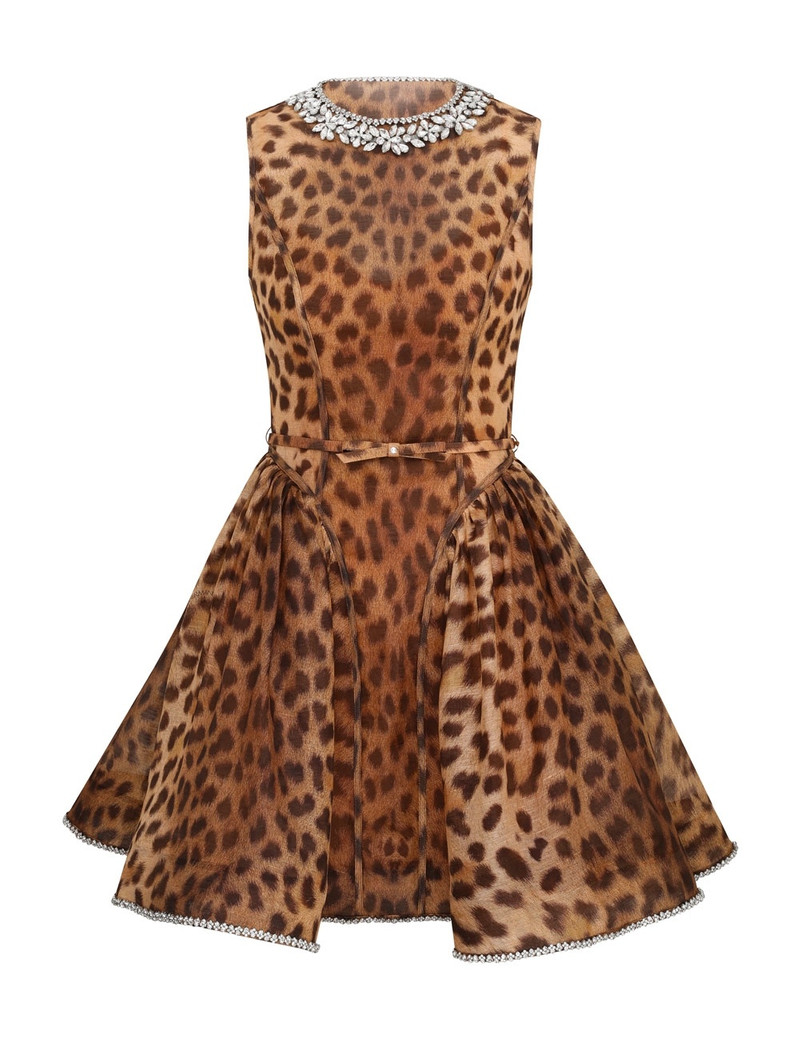 Zimmermann-Crush-Panelled-Mini-Dress-Leopard Zimmermann Crush Panelled Mini Dress - Leopard
