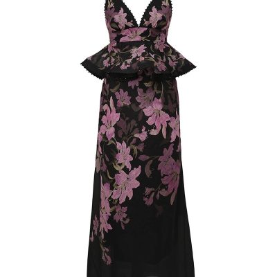 Zimmermann Dawning Ruffle Slip Dress - Black Lily
