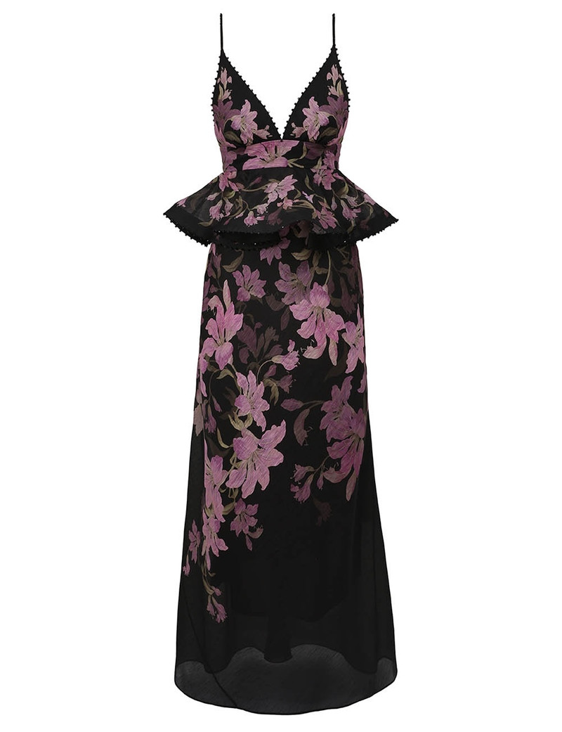 Zimmermann-Dawning-Ruffle-Slip-Dress-Black-Lily Zimmermann Dawning Ruffle Slip Dress - Black Lily