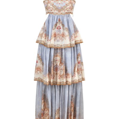 Zimmermann Daylight Tiered Maxi Dress - Wallpaper Floral Denim