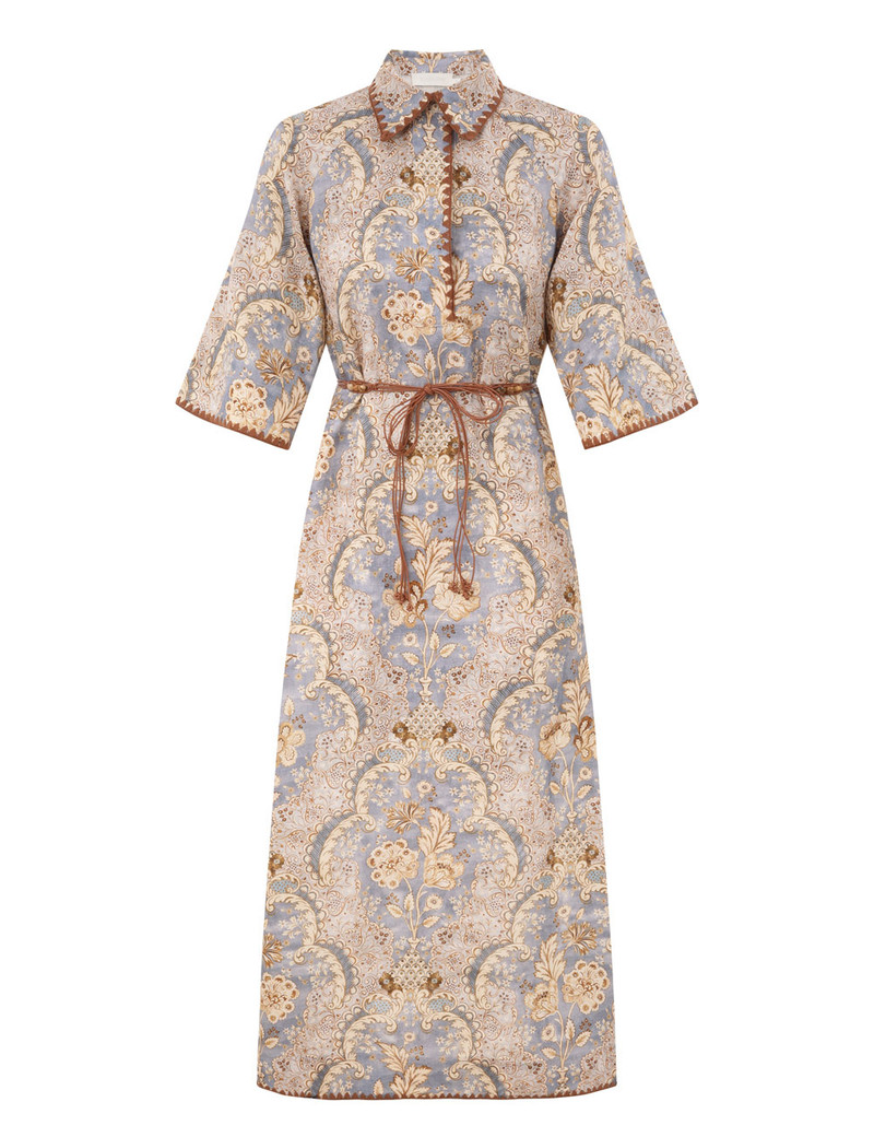 Zimmermann-Daylight-Tunic-Midi-Damask-Denim Zimmermann Daylight Tunic Midi - Damask Denim