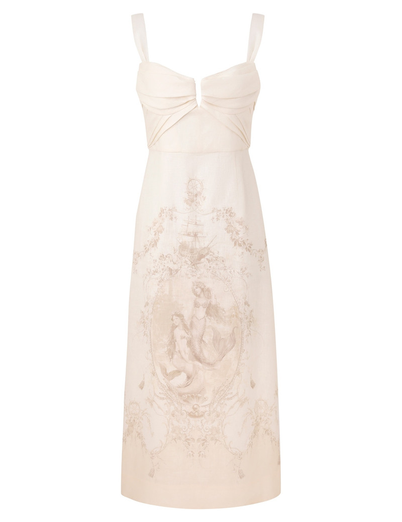 Zimmermann-Drape-Midi-Dress-Mermaid-Toile Zimmermann Drape Midi Dress - Mermaid Toile