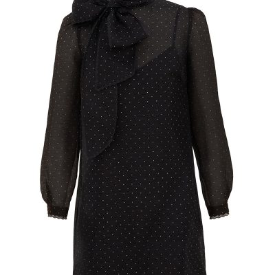 Zimmermann Dream Pussybow Mini Dress - Black Dot