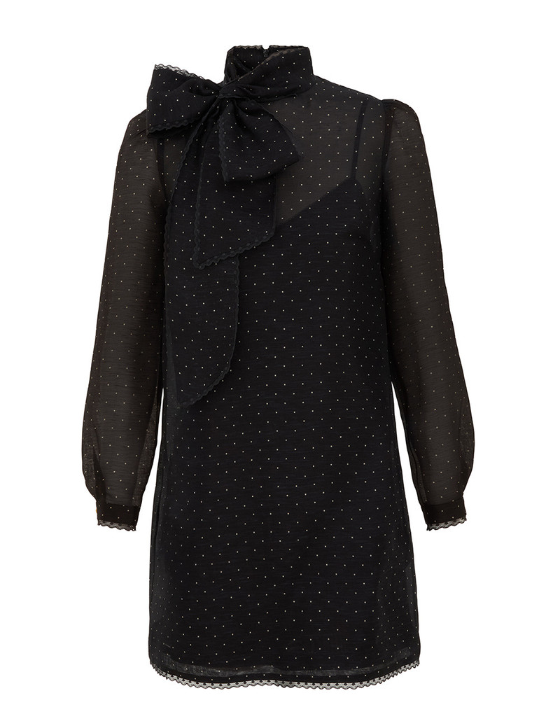 Zimmermann-Dream-Pussybow-Mini-Dress-Black-Dot Zimmermann Dream Pussybow Mini Dress - Black Dot