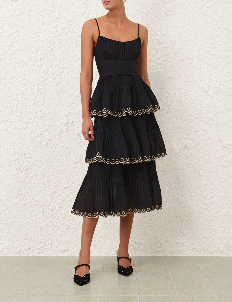 Zimmermann-Embroidered-Tiered-Midi-Dress-Black-1 Zimmermann Embroidered Tiered Midi Dress Black 1