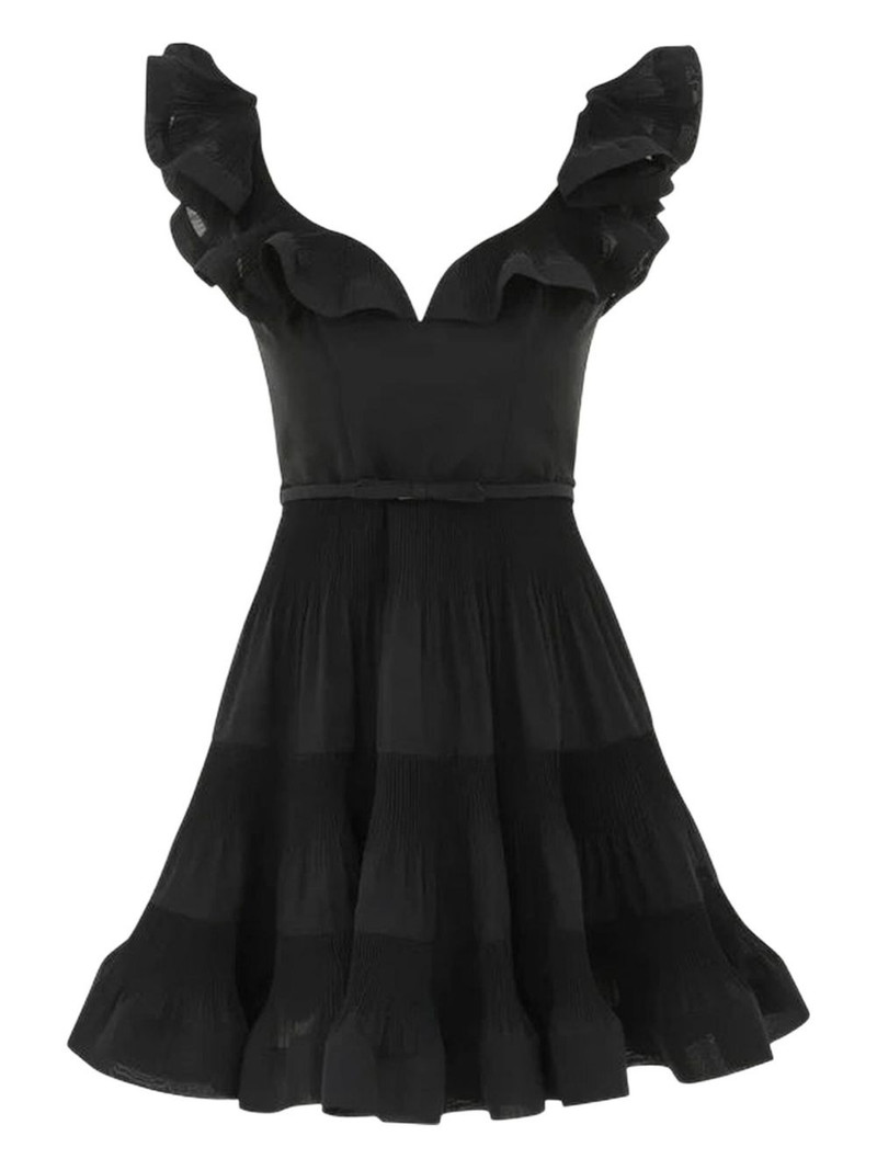 Zimmermann-Frill-Pleated-Mini-Dress-Black Zimmermann Frill-Pleated Mini Dress - Black