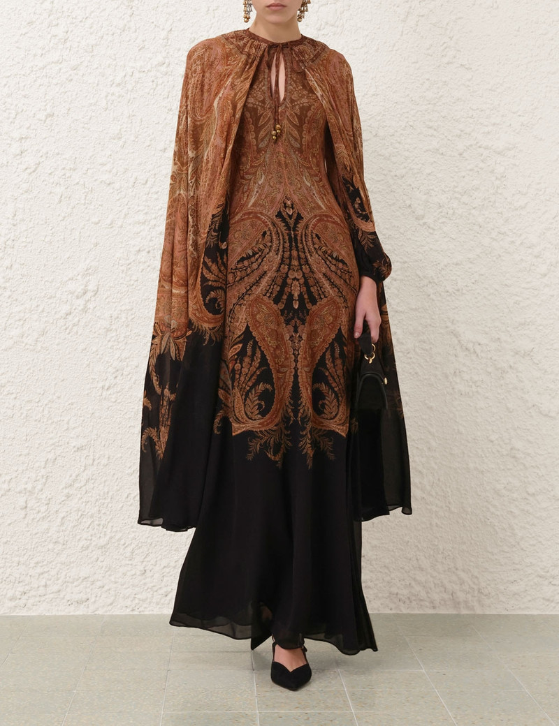 Zimmermann-Hypnotic-Caped-Maxi-Dress-Black-Paisley-1 Zimmermann Hypnotic Caped Maxi Dress Black Paisley 1