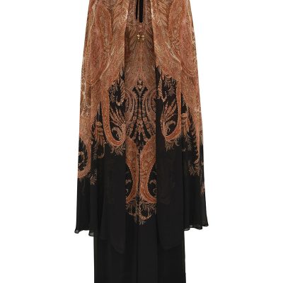 Zimmermann Hypnotic Caped Maxi Dress - Black Paisley