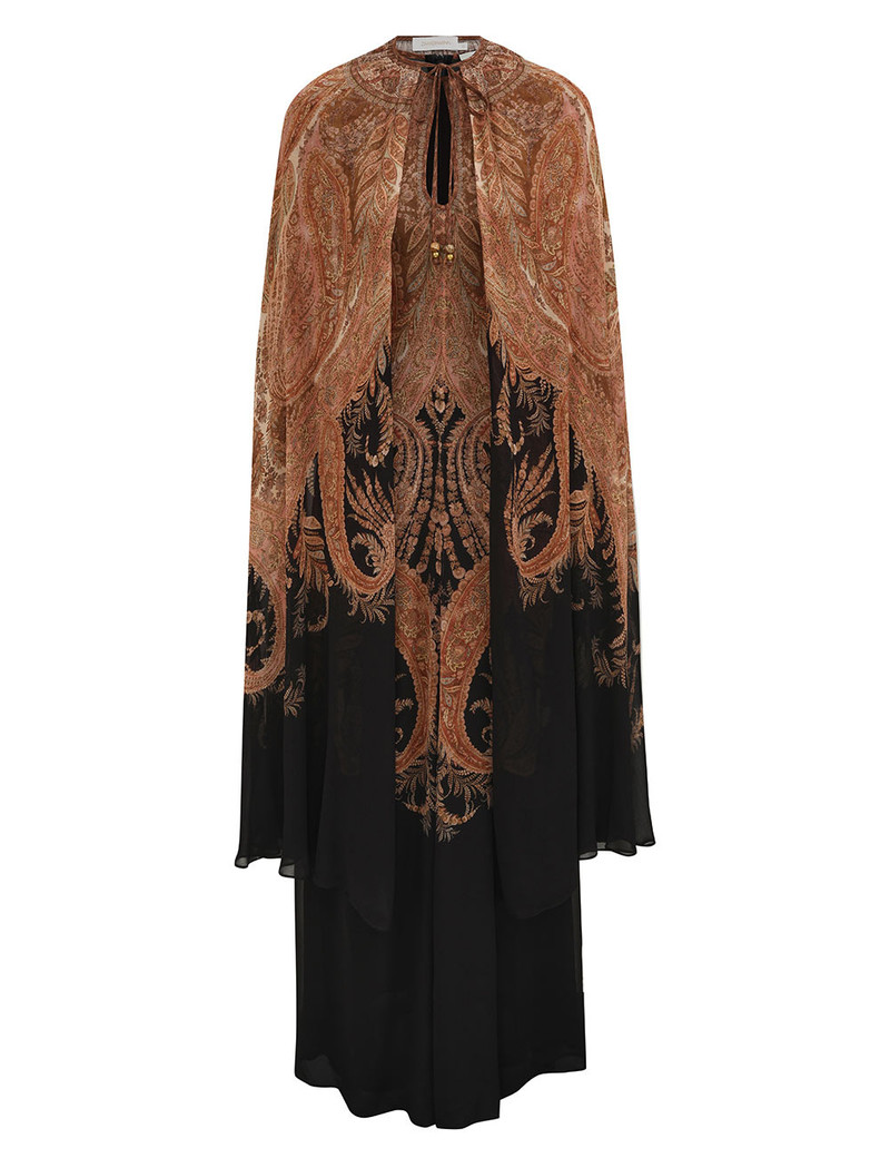 Zimmermann-Hypnotic-Caped-Maxi-Dress-Black-Paisley Zimmermann Hypnotic Caped Maxi Dress - Black Paisley