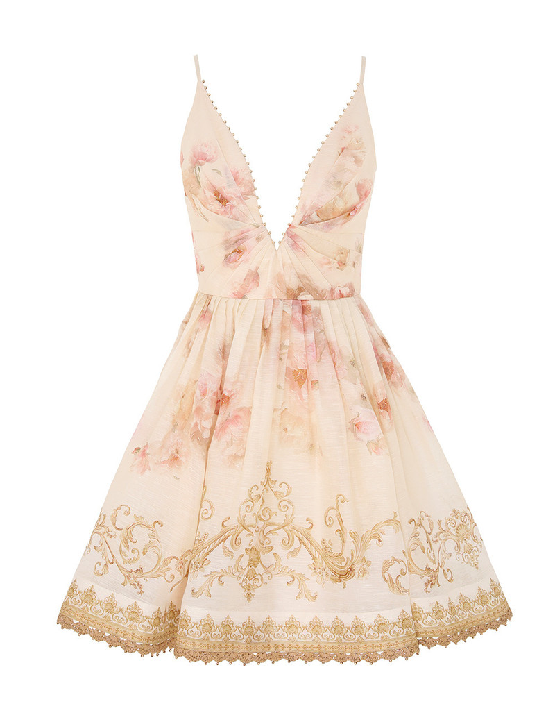 Zimmermann-Hypnotic-V-Neck-Mini-Dress-Cream-Peony Zimmermann Hypnotic V Neck Mini Dress - Cream Peony