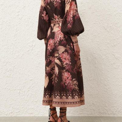 Zimmermann Illuminate Buttoned Midi Dress - Black Floral 3 Zimmermann Illuminate Buttoned Midi Dress Black Floral 3
