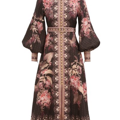 Zimmermann Illuminate Buttoned Midi Dress - Black Floral