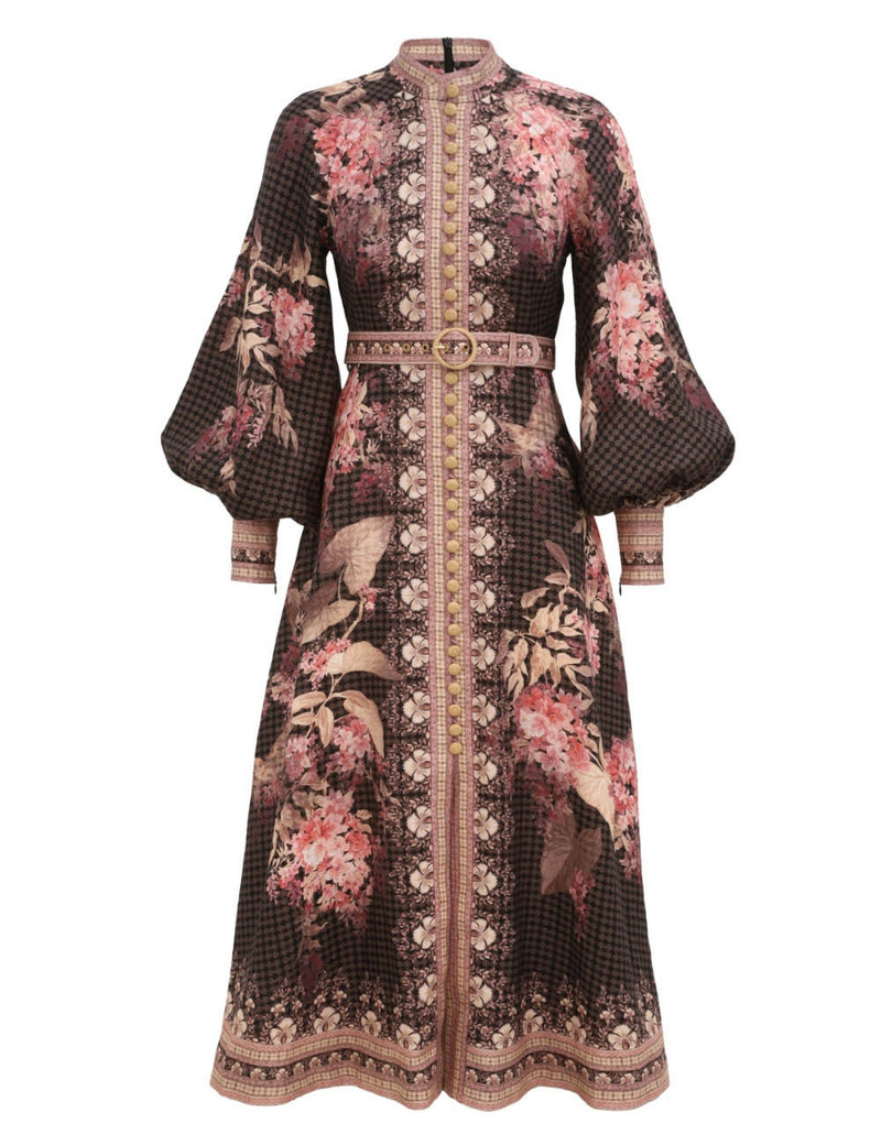 Zimmermann-Illuminate-Buttoned-Midi-Dress-Black-Floral Zimmermann Illuminate Buttoned Midi Dress - Black Floral