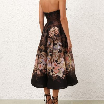 Zimmermann Illuminate Draped Midi Dress - Black Tropical 3 Zimmermann Illuminate Draped Midi Dress Black Tropical 3