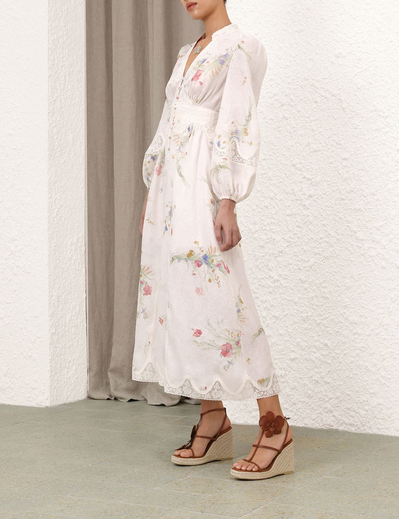 Zimmermann-Lucky-Lace-Plunge-Midi-Dress-Cream-Bouquet-Floral-2 Zimmermann Lucky Lace Plunge Midi Dress Cream Bouquet Floral 2