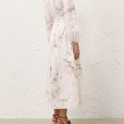 Zimmermann Lucky Lace Plunge Midi Dress - Cream Bouquet Floral 3 Zimmermann Lucky Lace Plunge Midi Dress Cream Bouquet Floral 3