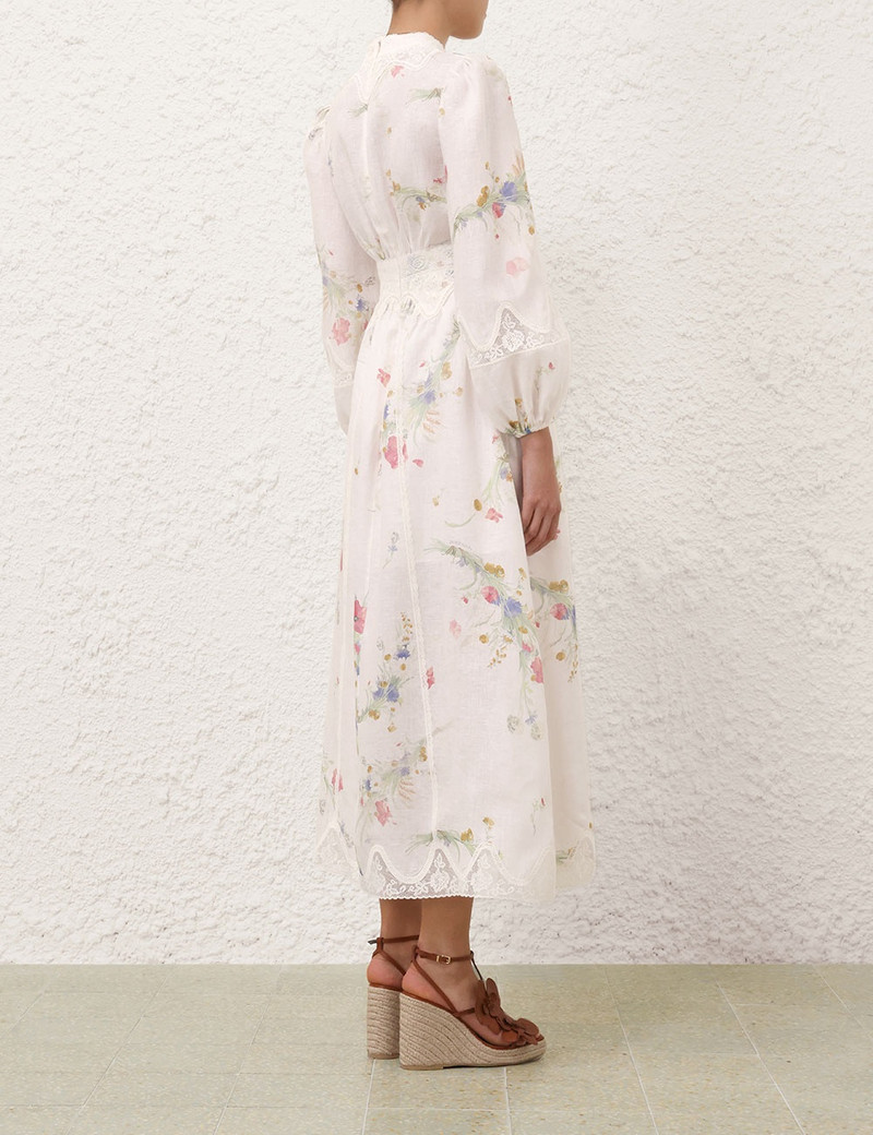 Zimmermann-Lucky-Lace-Plunge-Midi-Dress-Cream-Bouquet-Floral-3 Zimmermann Lucky Lace Plunge Midi Dress Cream Bouquet Floral 3