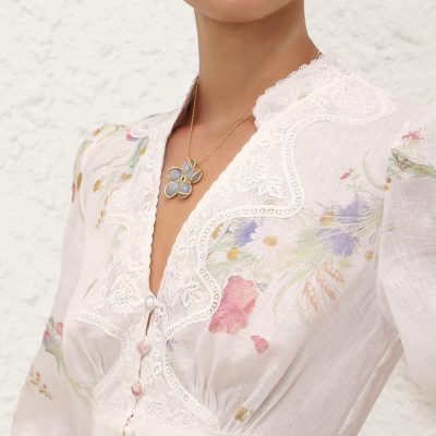 Zimmermann Lucky Lace Plunge Midi Dress - Cream Bouquet Floral 4 Zimmermann Lucky Lace Plunge Midi Dress Cream Bouquet Floral 4