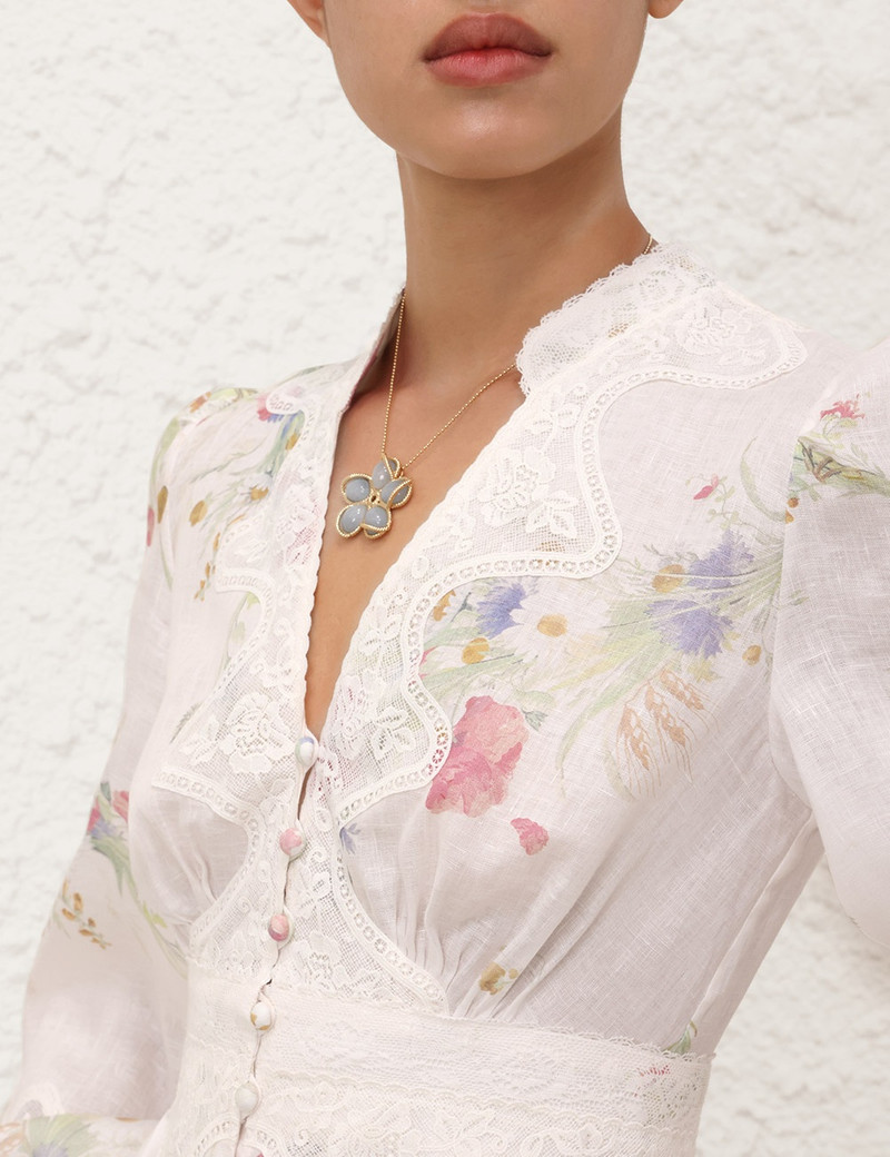 Zimmermann-Lucky-Lace-Plunge-Midi-Dress-Cream-Bouquet-Floral-4 Zimmermann Lucky Lace Plunge Midi Dress Cream Bouquet Floral 4