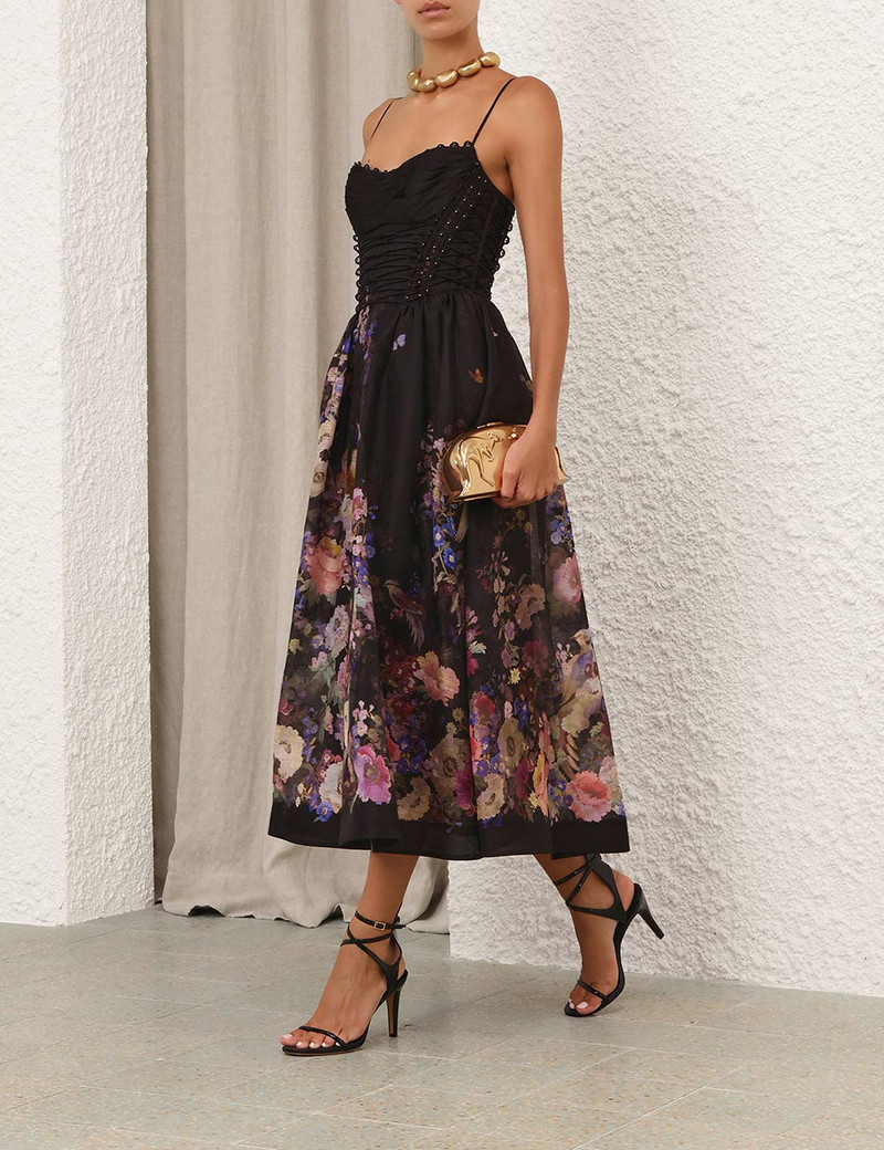 Zimmermann-Luna-Beaded-Picnic-Dress-Black-Multi-Floral-2 Zimmermann Luna Beaded Picnic Dress Black Multi Floral 2
