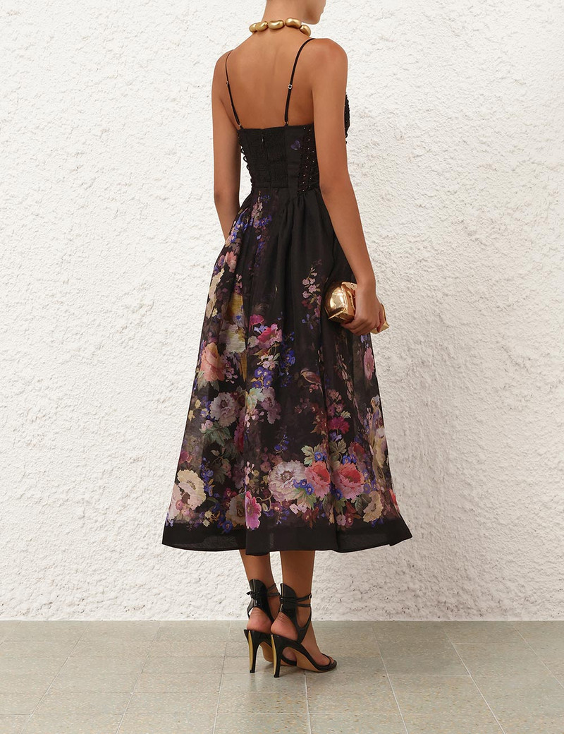 Zimmermann-Luna-Beaded-Picnic-Dress-Black-Multi-Floral-3 Zimmermann Luna Beaded Picnic Dress Black Multi Floral 3