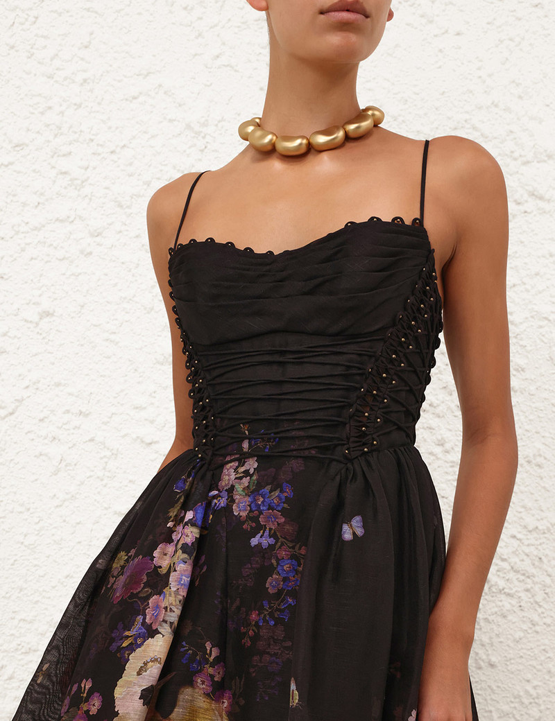 Zimmermann-Luna-Beaded-Picnic-Dress-Black-Multi-Floral-4 Zimmermann Luna Beaded Picnic Dress Black Multi Floral 4