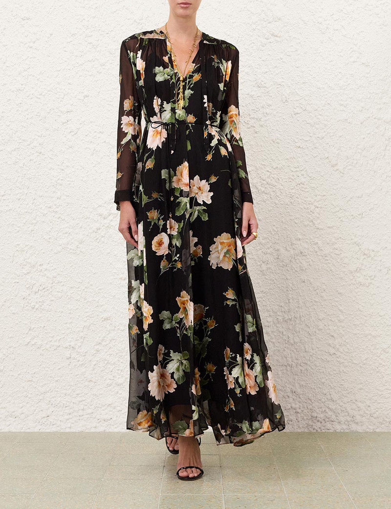 Zimmermann-Luna-Burnout-Sheath-Dress-Black-Rose-1 Zimmermann Luna Burnout Sheath Dress Black Rose 1
