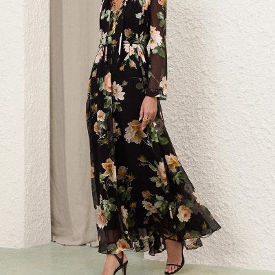 Zimmermann Luna Burnout Sheath Dress - Black Rose 2 Zimmermann Luna Burnout Sheath Dress Black Rose 2