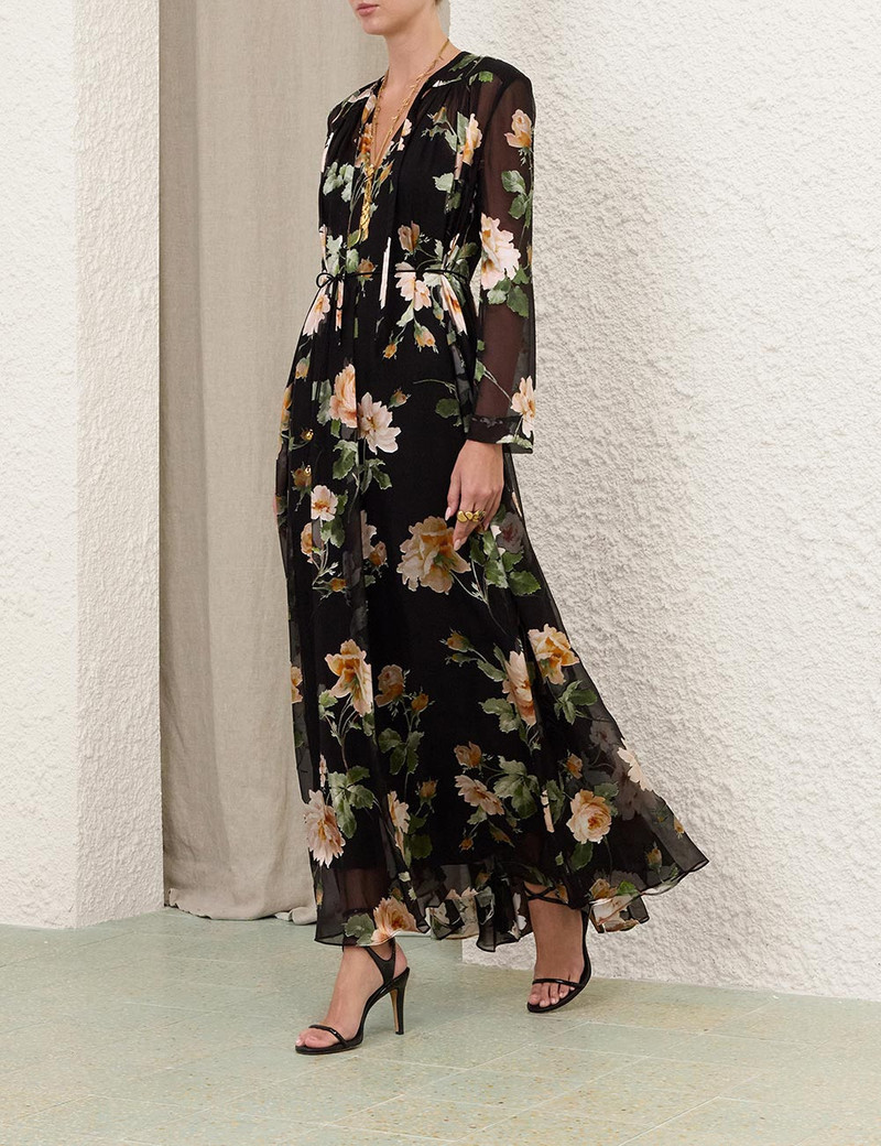 Zimmermann-Luna-Burnout-Sheath-Dress-Black-Rose-2 Zimmermann Luna Burnout Sheath Dress Black Rose 2