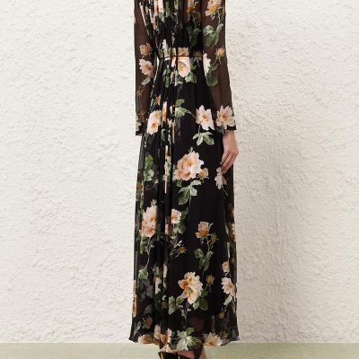 Zimmermann Luna Burnout Sheath Dress - Black Rose 3 Zimmermann Luna Burnout Sheath Dress Black Rose 3