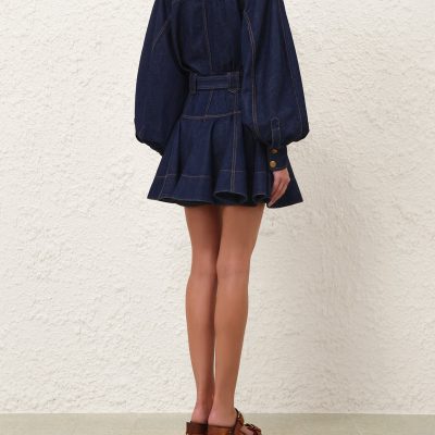 Zimmermann Luna Denim Utility Mini Dress - Harbour Blue 3 Zimmermann Luna Denim Utility Mini Dress Harbour Blue 3