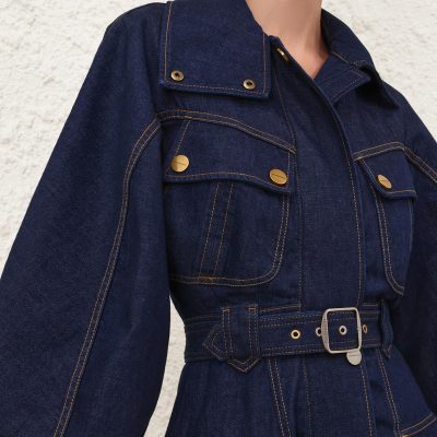 Zimmermann Luna Denim Utility Mini Dress - Harbour Blue 4 Zimmermann Luna Denim Utility Mini Dress Harbour Blue 4