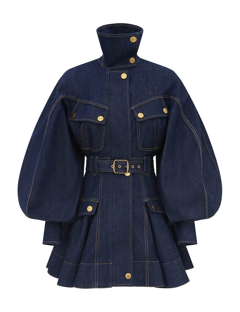 Zimmermann-Luna-Denim-Utility-Mini-Dress-Harbour-Blue Zimmermann Luna Denim Utility Mini Dress - Harbour Blue