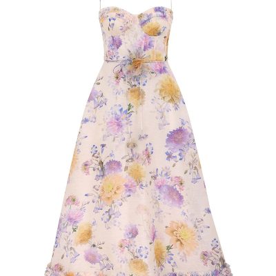Zimmermann Luna Ruffle Midi Dress - Cream Dahlia