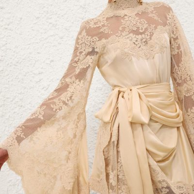 Zimmermann Luna Satin Drape Dress Tea 4