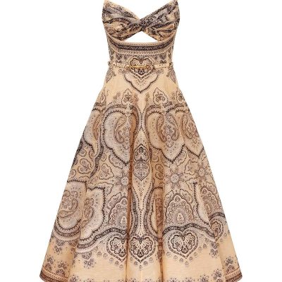Zimmermann Luna Twist Midi Dress - Cream Perla Paisley