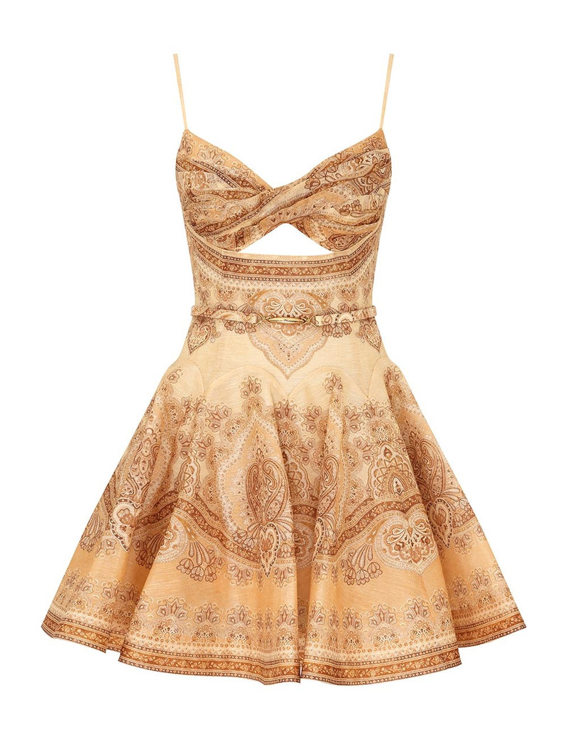 Zimmermann-Luna-Twist-Mini-Dress-Tan-Perla-Paisley Zimmermann Luna Twist Mini Dress - Tan Perla Paisley