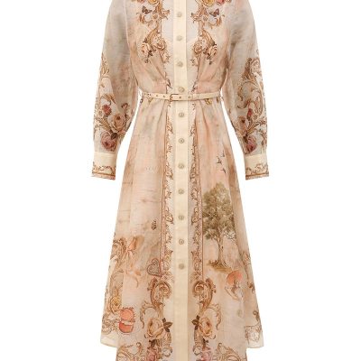 Zimmermann Memento Buttoned Midi Dress - Map Print