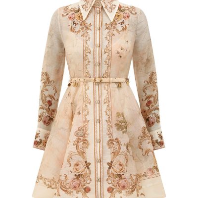 Zimmermann Memento Buttoned Mini Dress - Map Print