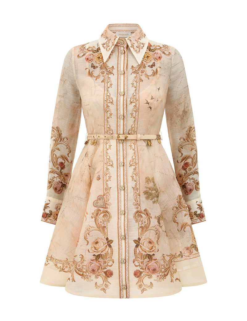 Zimmermann-Memento-Buttoned-Mini-Dress-Map-Print Zimmermann Memento Buttoned Mini Dress - Map Print