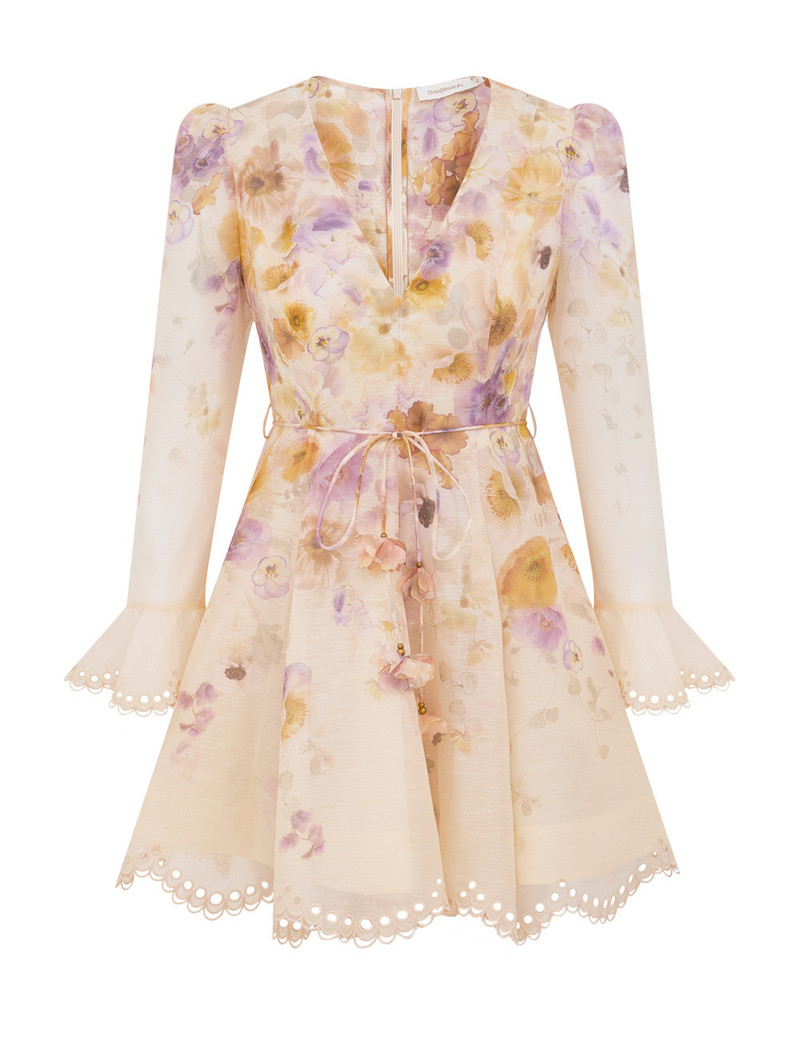 Zimmermann-Memento-Embroidered-Mini-Dress-Pansy-Floral Zimmermann Memento Embroidered Mini Dress - Pansy Floral