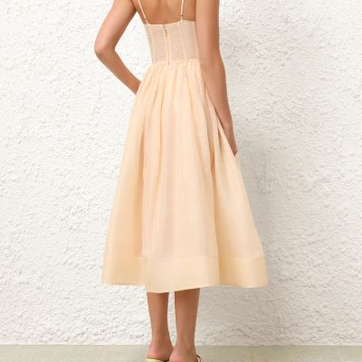 Zimmermann Natura Ruched Midi Dress - Light Peach 3 Zimmermann Natura Ruched Midi Dress Light Peach 3