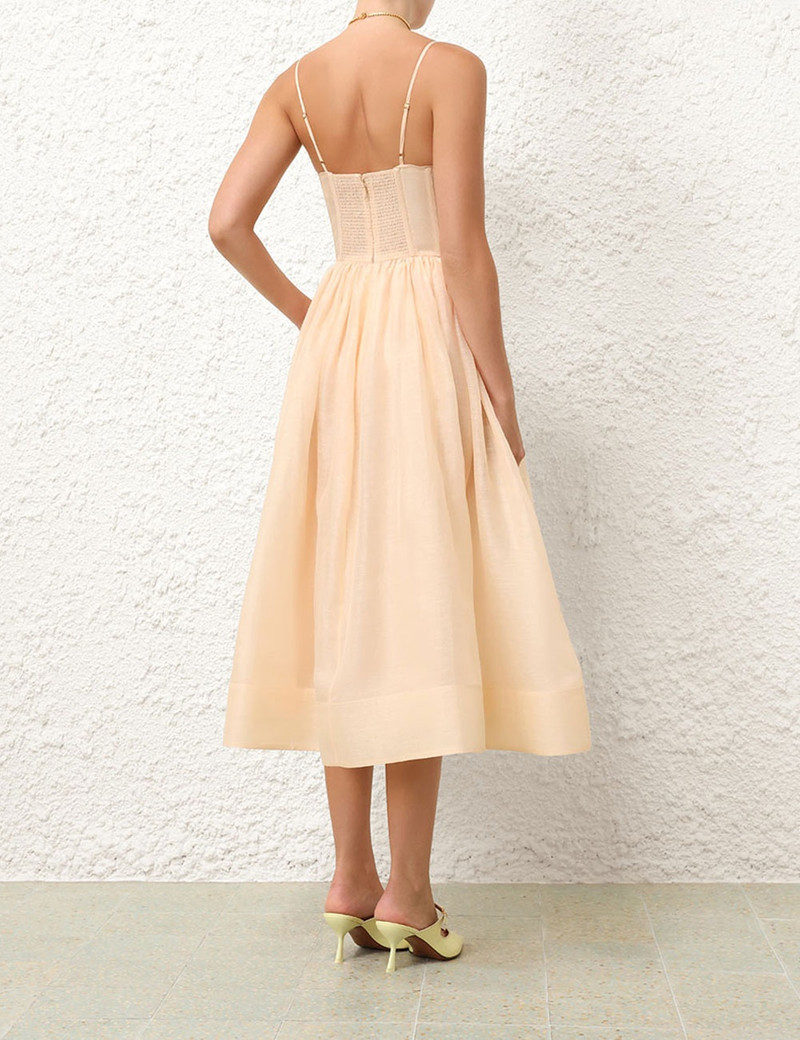 Zimmermann-Natura-Ruched-Midi-Dress-Light-Peach-3 Zimmermann Natura Ruched Midi Dress Light Peach 3