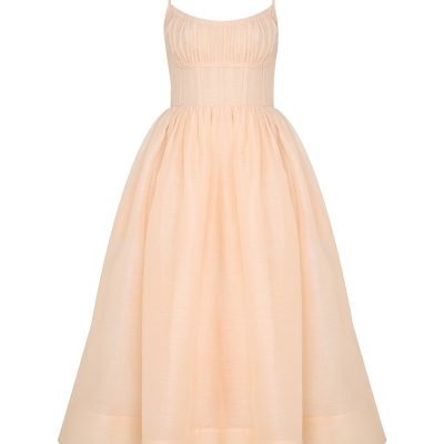 Zimmermann Natura Ruched Midi Dress - Light Peach
