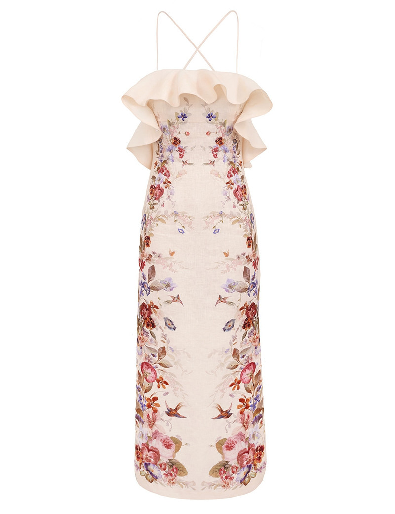 Zimmermann-Patience-Frill-Midi-Dress-Vanilla-Floral Zimmermann Patience Frill Midi Dress - Vanilla Floral