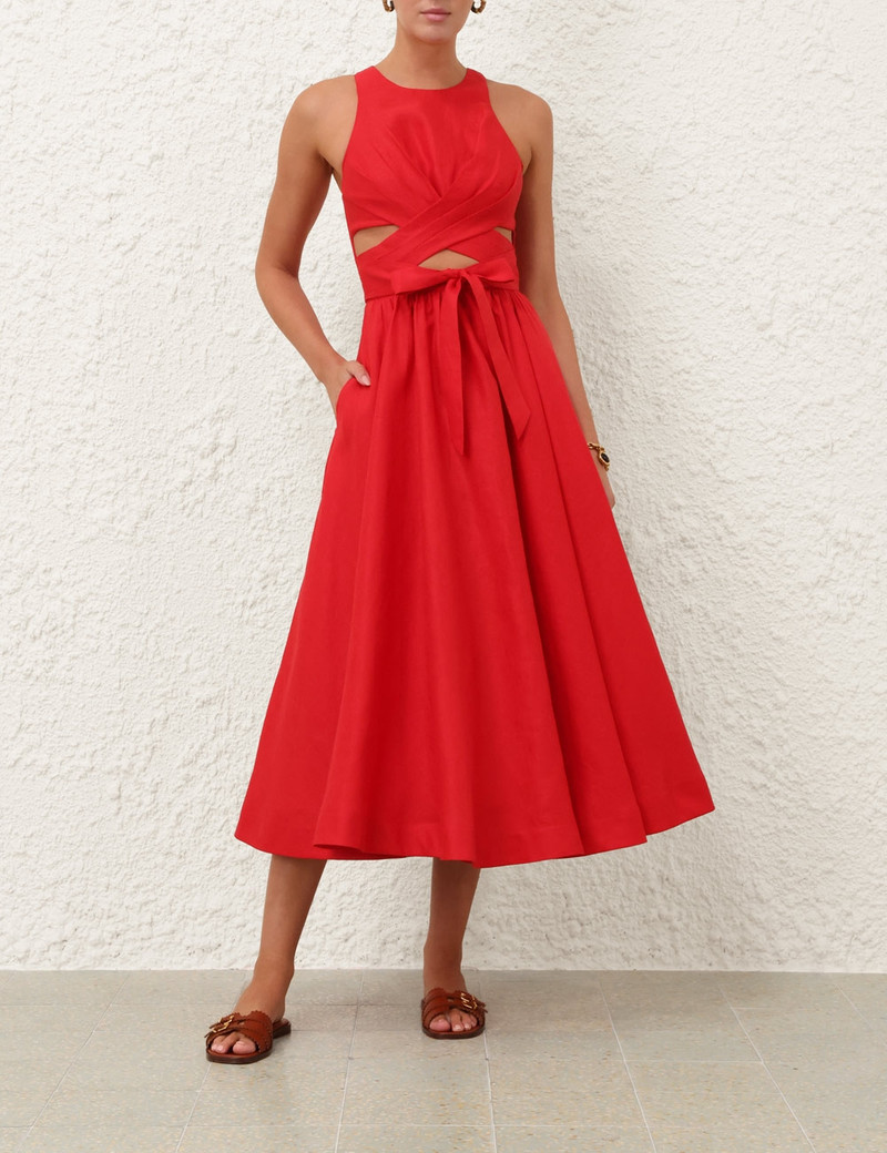 Zimmermann-Patience-Midi-Dress-Dark-Red-1 Zimmermann Patience Midi Dress Dark Red 1