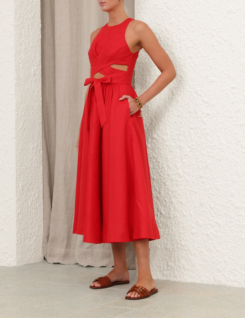Zimmermann-Patience-Midi-Dress-Dark-Red-2 Zimmermann Patience Midi Dress Dark Red 2
