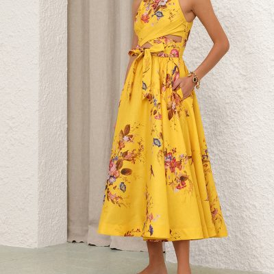 Zimmermann Patience Midi Dress - Mustard Floral 2 Zimmermann Patience Midi Dress Mustard Floral 2